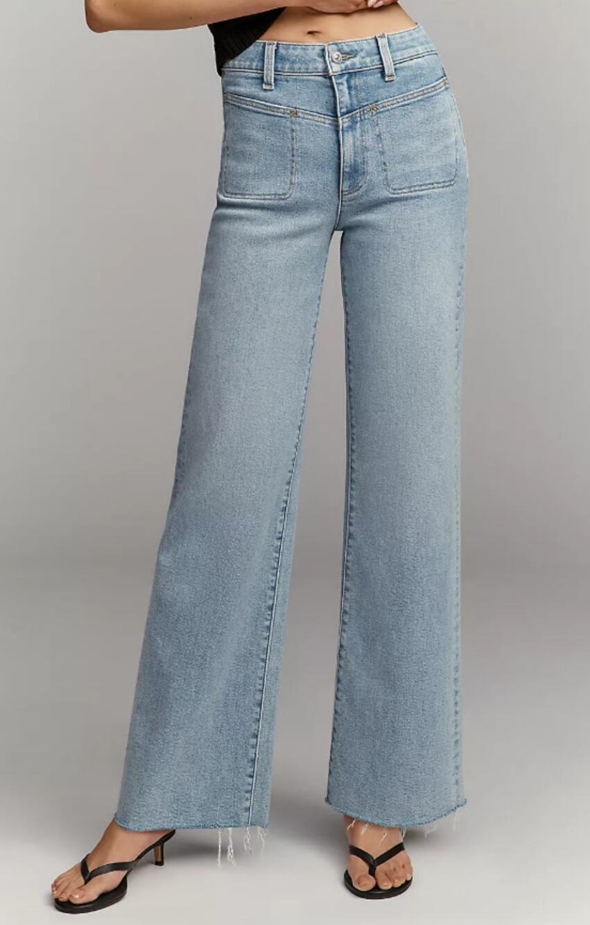NWT PAIGE Anessa 31 Front Yoke High-Rise Wide-Leg Jeans - 29 Petite